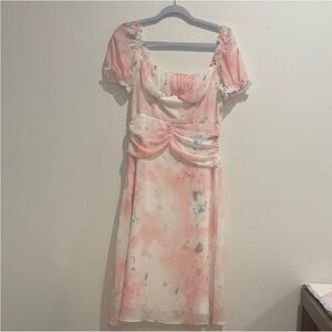 JJs House Pink and White Midi Dress